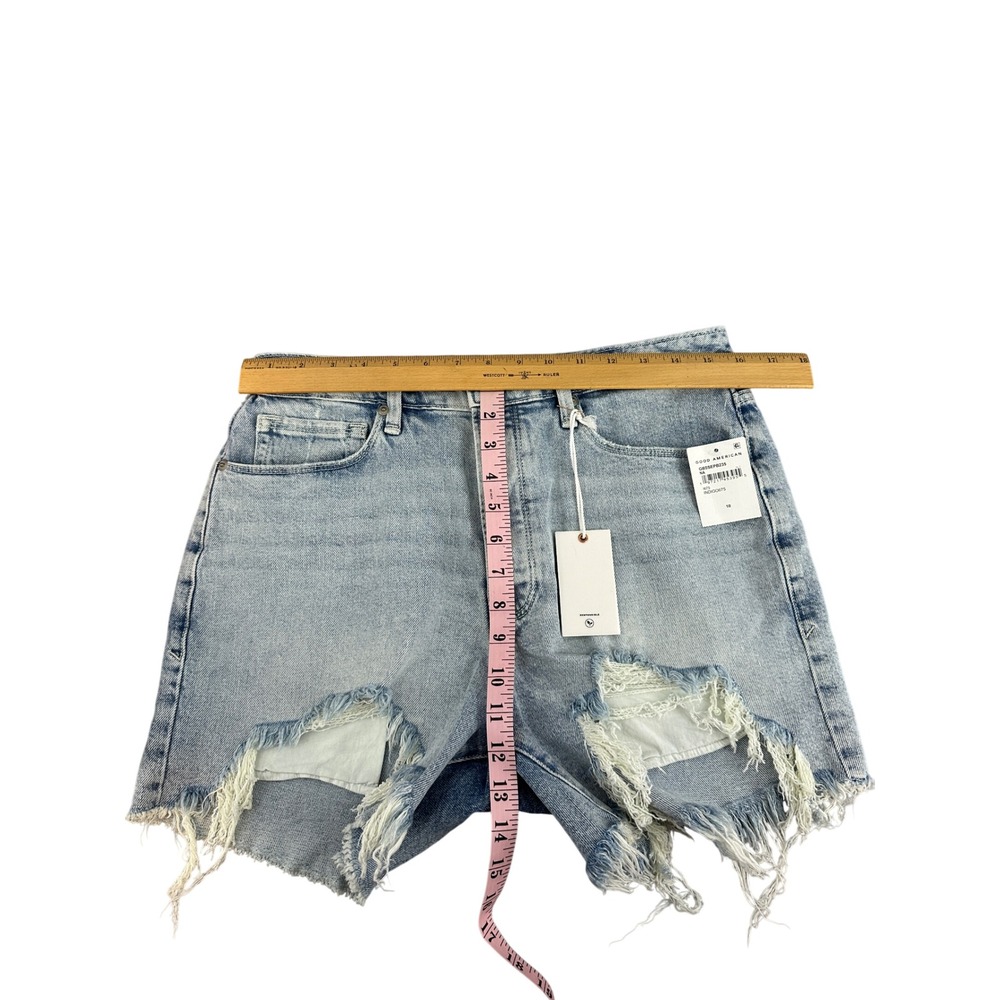 NWT Good American Bombshell Short Distressed Denim Indigo675 10/30 - Picture 3 of 6